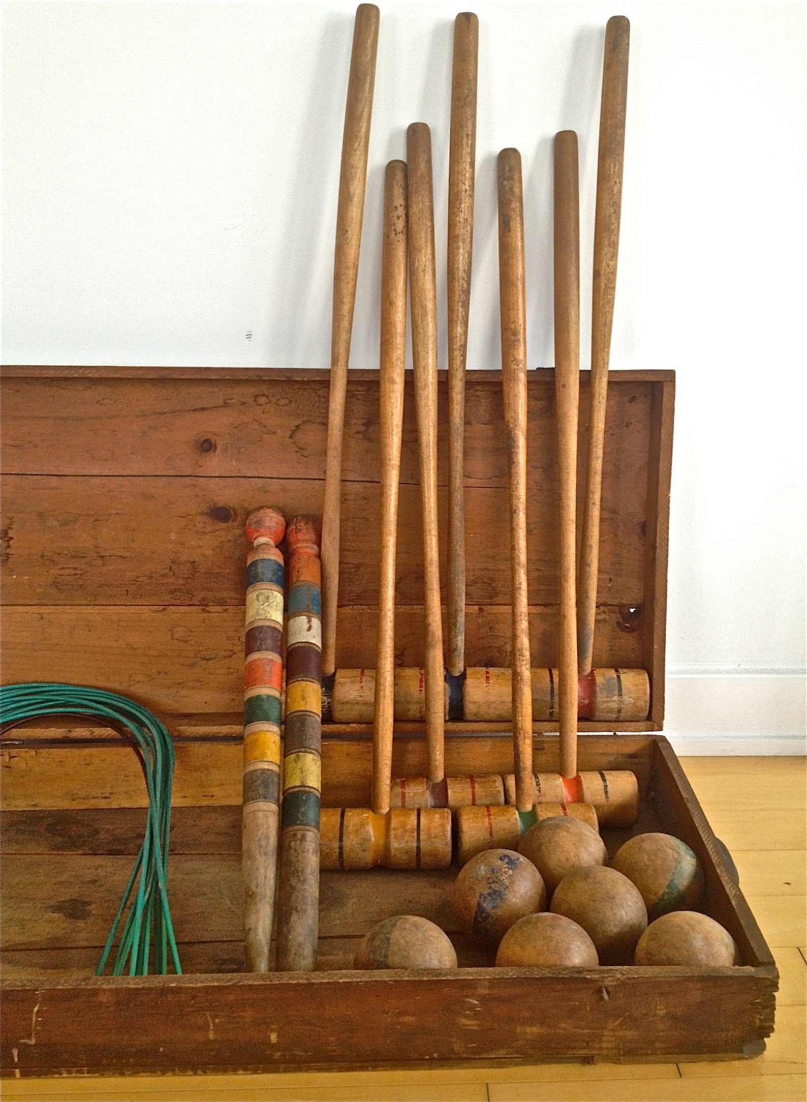 Antique Victorian Croquet Set in original dovetail wooden box. Etsy