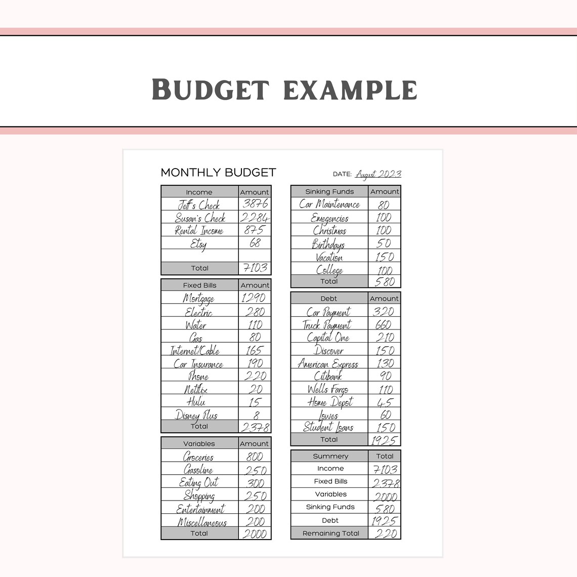 Printable Monthly Budget Planner | US Letter Size | + Bonus - Etsy