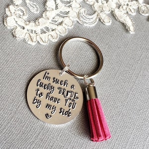 Personalized Bridesmaid Gift, Bridesmaid KeyRing, Bridesmaid KeyChain, Wedding Party Gift, Maid of Honor Gift, Custom Keyring, Thank you