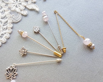 Hijab Pin Set, Hat Pin, Islamic Jewelry, Muslim Bridesmaid, Hat Pin Set, Stick Pin, Eid Gift, Hijabi gift, Muslim Wedding Gift, Islamic Gift