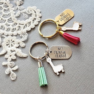 NO DRAMA LLAMA, Llama gifts, Llama keychain, Personalized Gift, Custom KeyRing, Alpaca Gifts, Gift for Her, Friend Gifts, Engraved Keyring