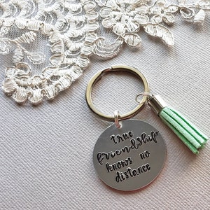 Social Distancing Gift, Long Distance Friendship Gift, BFF Gift, Galentine&#39;s Day Gift, Personalized KeyChain, Bestie Gift, Moving Away Gift