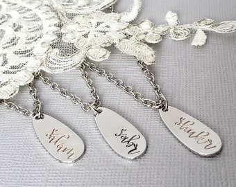 Personalized tear drop Necklace, Engraved Necklace, Stamped Necklace, Silver Necklace, Islamic Jewelry, Islamic Gift, Name Necklace, Hijabi