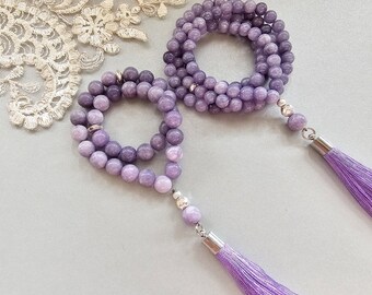 Personalized Purple Lepidolite Tasbih, Semi-Precious Stone Tasbeeh, Misbaha, Muslim Gift, Eid Gift, Ramadan Gift, Hajj Gift, Islamic Gift