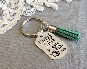 Drive Safe KeyChain, Personalized KeyRing, New Driver Keyring, Valentine's Day Gift, Boyfriend Gift, Girlfriend Gift, Trucker Gift, Custom