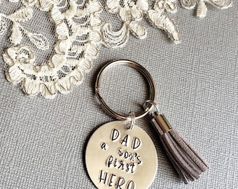 Personalized Dad Gift, Father's Day Gift from Son, Father's Day Present, Personalized KeyChain, Custom Key Ring, Hand Stamped, Dad Keychain