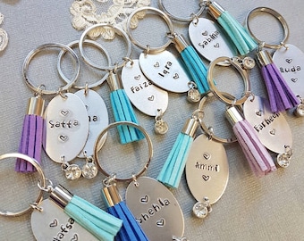 Personalized Gift, Personalized KeyChain, Custom Key Ring, Tassel KeyChain, Hand Stamped Keyring, Name Keyring, Key Tag, Name Keychain