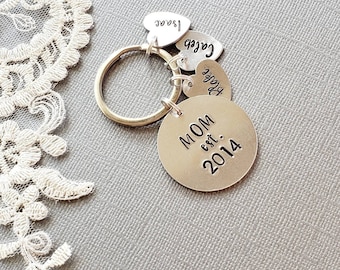 Mother Gift, Gift for Mom, Mothers Day Gift,  Personalized KeyChain, Custom KeyRing, Hand Stamped, Mom KeyChain, Baby Shower Gift, Mom to Be