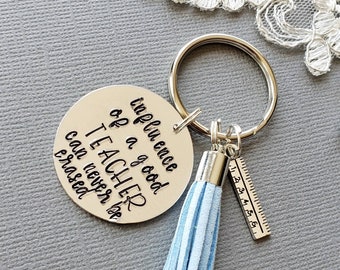 Personalized Teacher's Gift, Teacher KeyChain, Custom Key Ring, Tassel KeyRing, Keytag, Hand Stamped Keyring, Inspirational Keychain