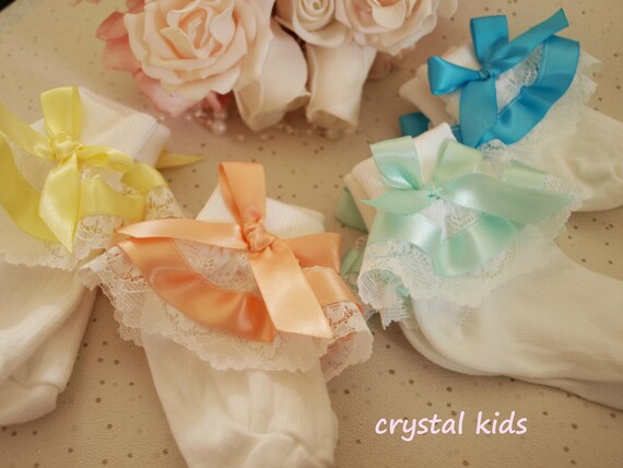 Mint Green Rosas bebé//niñas Volantes Calcetines Varios Tamaños
