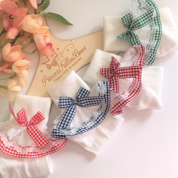 girls navy frilly socks