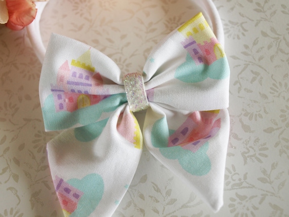 A Stunning Pink Bow With A Pearl Flower And Beads Hair Band//Bobble
