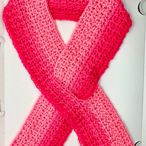 Handmade Crochet Cancer Awareness Ribbon Scarf - Breast Cancer Pink