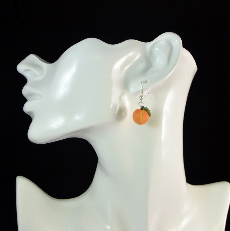 Peach earrings Polymer clay jewelry Fruit earrings Handmade small fruit earrings