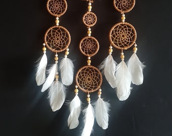 Gran Dream Catcher, decoración de pared única, blanco y dorado