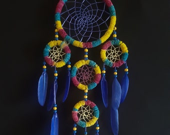 Dream catcher, handmade, unique, colorful, neon glow materials