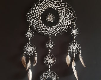 Large Dream Catcher, unique wall decor, black and white