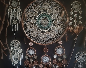 Mandala, Atrapasueños, Atrapasueños, Decoración de paredes, Ideas de decoración del hogar, Hecho a mano, arte único, geometría sagrada