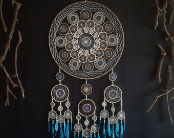 Mandala, Atrapasueños, Atrapasueños, Decoración de paredes, Ideas de decoración del hogar, Hecho a mano, arte único, geometría sagrada