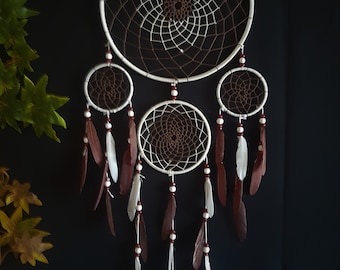 Gran Dreamcatcher, hecho a mano, decoración de la pared, colores naturales