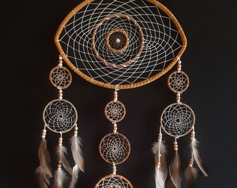Gran Dream Catcher, decoración de pared única, blanco y dorado
