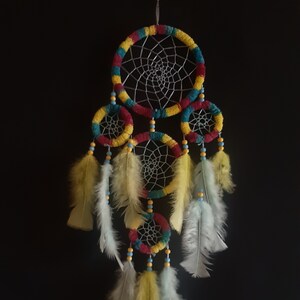 Dream catcher, handmade, unique, colorful, neon glow materials image 1