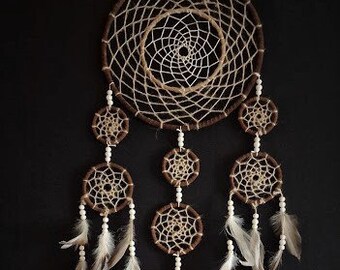 Atrapasueños grande, hecho a mano, decoración de pared, colores naturales