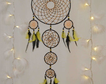 Dream catcher, Large Dream Catcher, Dreamcatcher, handmade, wall decor, home decor, black and yellow