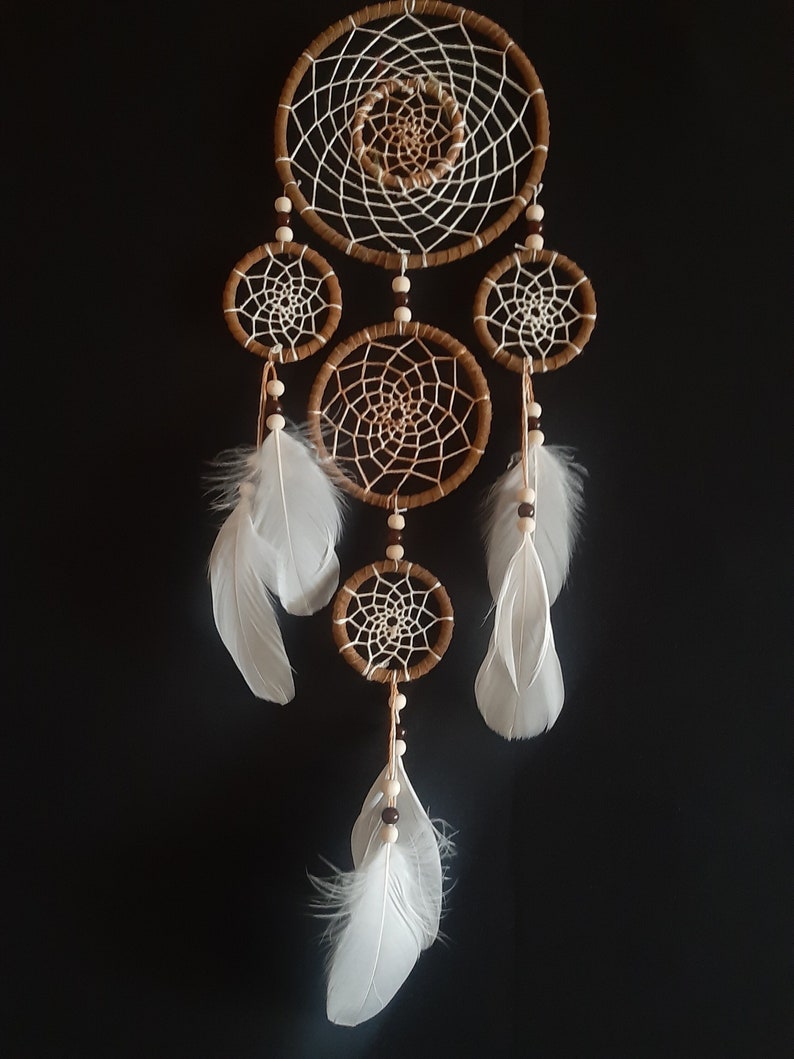 Medium Dream Catcher, handmade, unique, natural white image 1