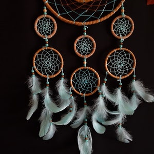 Large Dream catcher, handmade, wall decor,brown and blue combination image 3