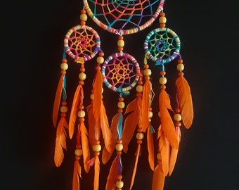 Dream catcher, handmade, unique, colorful, neon glow materials