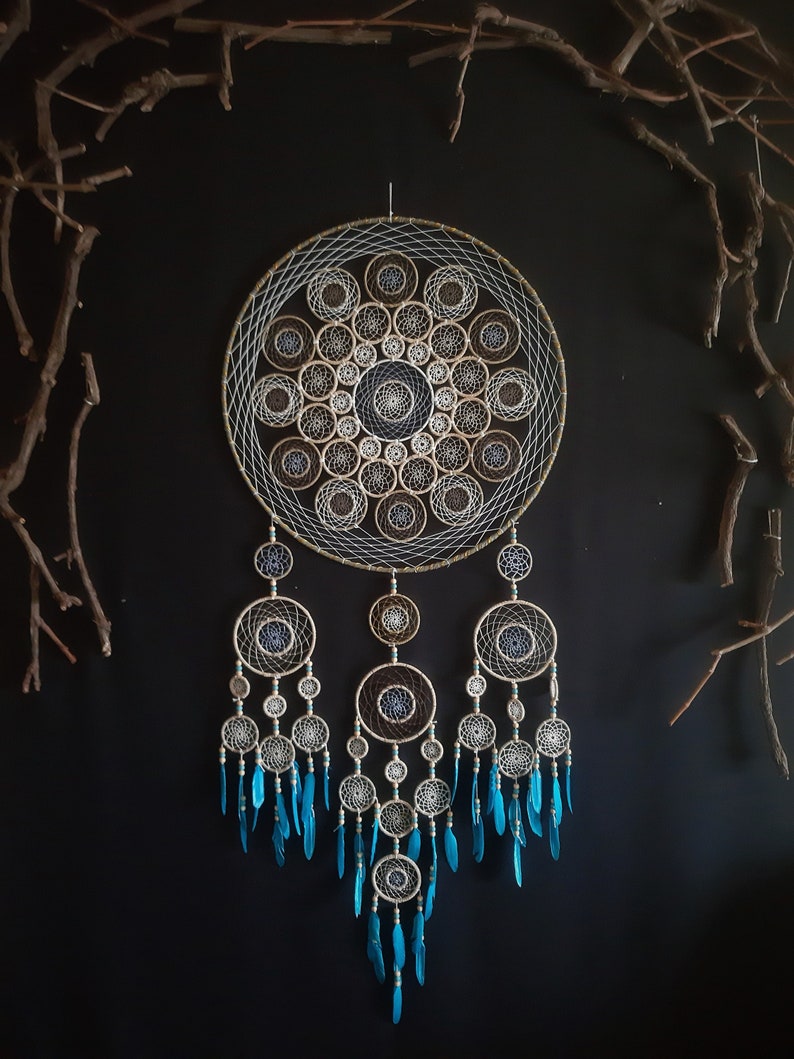 Mandala, Dreamcatcher, Dream catcher, Wall decor, home decor ideas, handmade, unique art, sacred geometry image 1