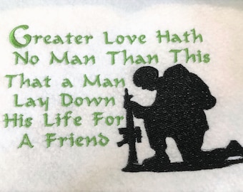 Greater Love Hath No Man, Kneeling Solider, Fallen, Custom Design Embroidery File, 5x7, Instant Download