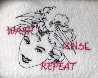 Wash Rinse Repeat! Hairdresser Beautician Embroidery File, 5x7 Instant Download