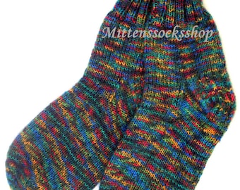 Hand Knit Rainbow Socks: Warm Wool - Mohair Sleeping Socks