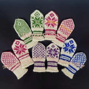 Hand Knit Baby Mittens, Toddler Mittens, Thumbless Mittens, Children Mittens, Soft Baby Winter Gloves, Thrummed Nordic Mittens, Baby Gloves