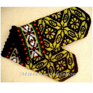 Green Black Mittens, Green Black Gloves, Latvian Mittens, Wool Gloves, Wool Mittens, Hand Knit Green Gloves, Unisex Mittens, Winter Gloves