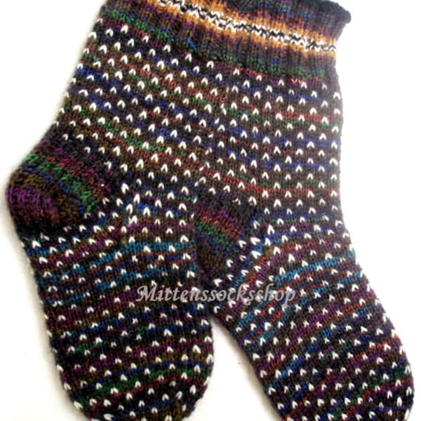 Rainbow White Hand Knitted Socks, Mohair Socks, Wool Socks with Mohair, Sleeping Socks, Womens Socks, Girls Socks, Mens Socks, Winter Socks