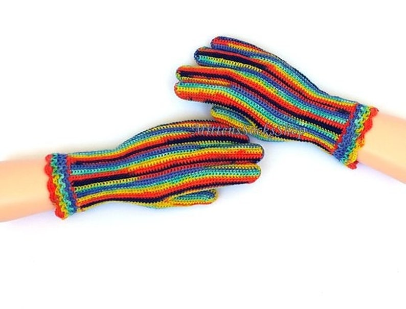 Rainbow Gloves with Fingers Women's Multicolor Gloves with Etsy