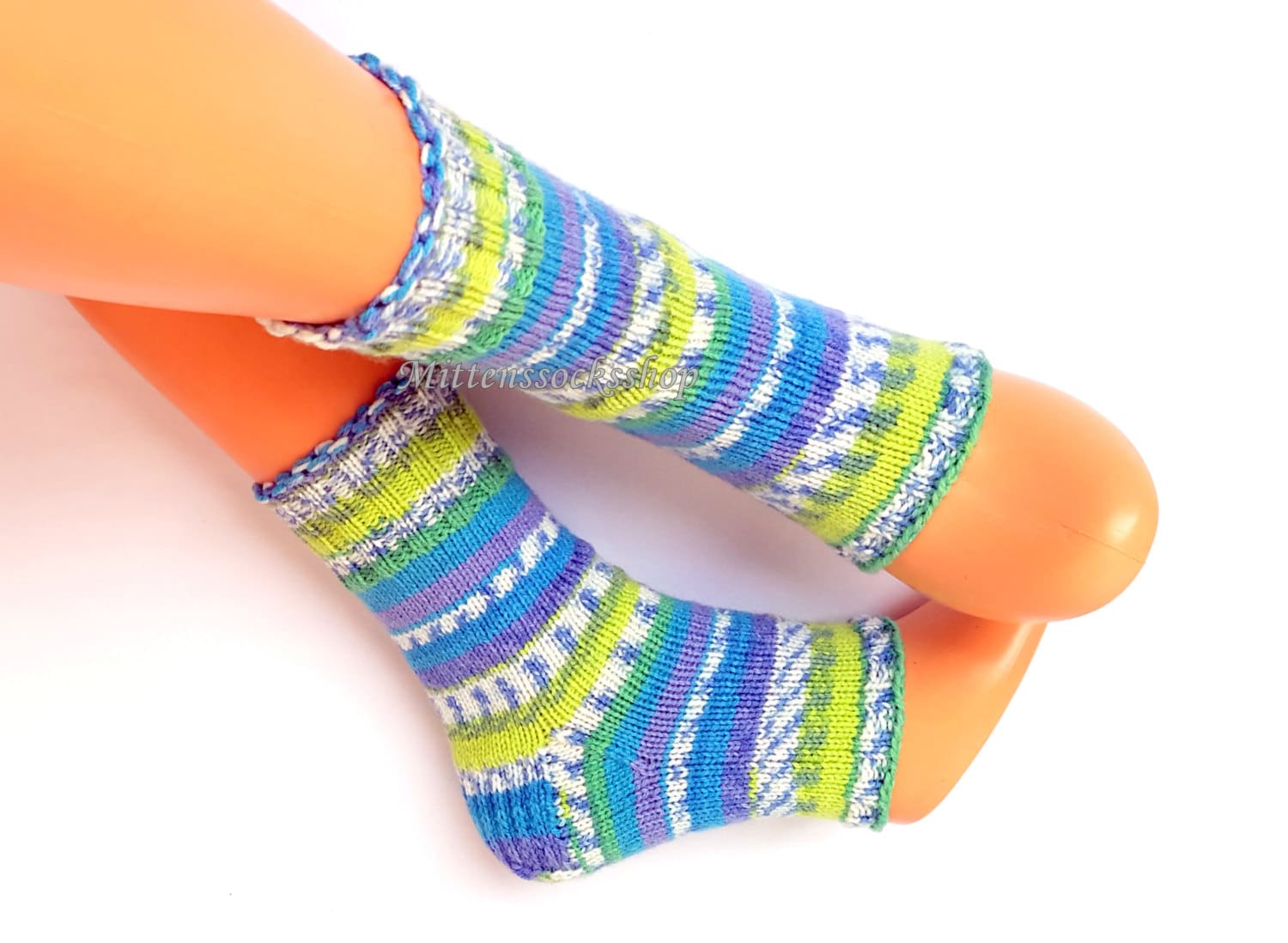 Blue Yellow Yoga Socks With Heel Hand Knit Yoga Socks With Etsy