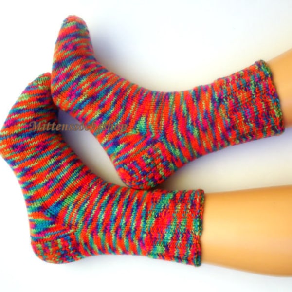 Hand Knitted Rainbow Socks, Colorful Socks, Multicolor Socks, Bright Socks, Girls Socks, Womens Socks, Mens Socks, Warm Socks, Winter Socks