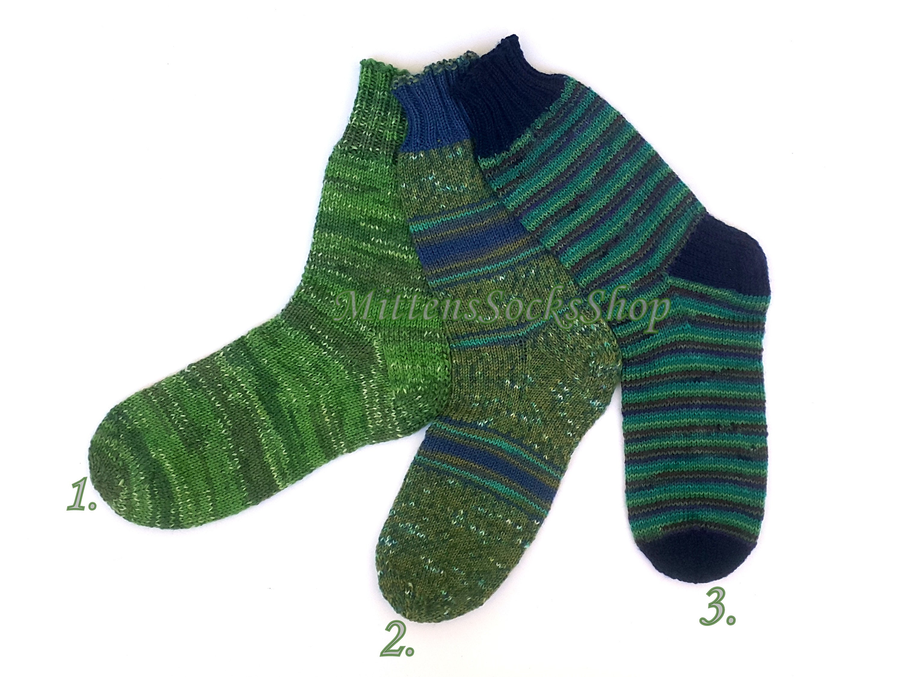 Hand Knit Green Blue Socks Colorful Socks Stylish Womens Socks Etsy