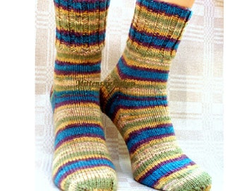 Blue Green Beige Hand Knit Socks, Winter Socks, Striped Blue Beige Socks, Warm Socks, Elegant Womens Socks, Stylish Girls Socks, Mens Socks