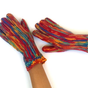 Red Yellow Blue Gloves With Fingers, Womens Gloves With Fingers, Girls ...