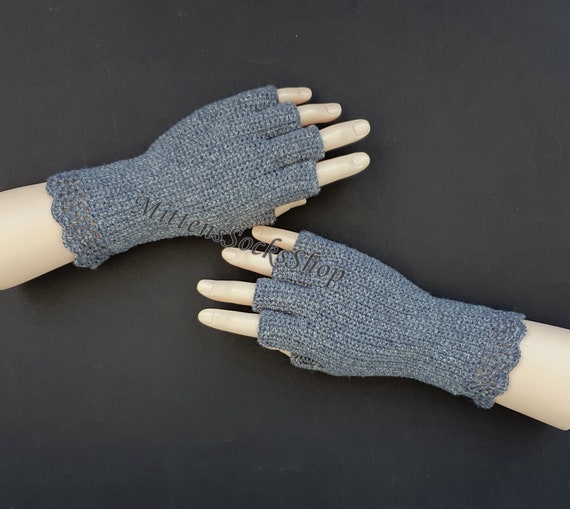 Gray Half Finger Gloves Fingerless Gloves Womens Finger 