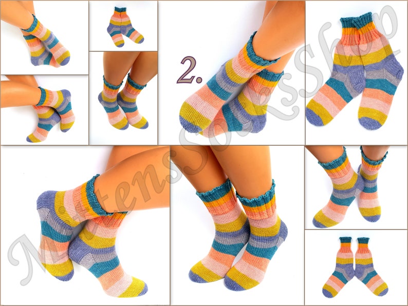 Hand Knit Rainbow Socks, Adult Socks, Warm Socks, Bright Socks, Colorful Striped Womens Socks, Winter Socks for Mens, Girls Socks, Gift idea image 4
