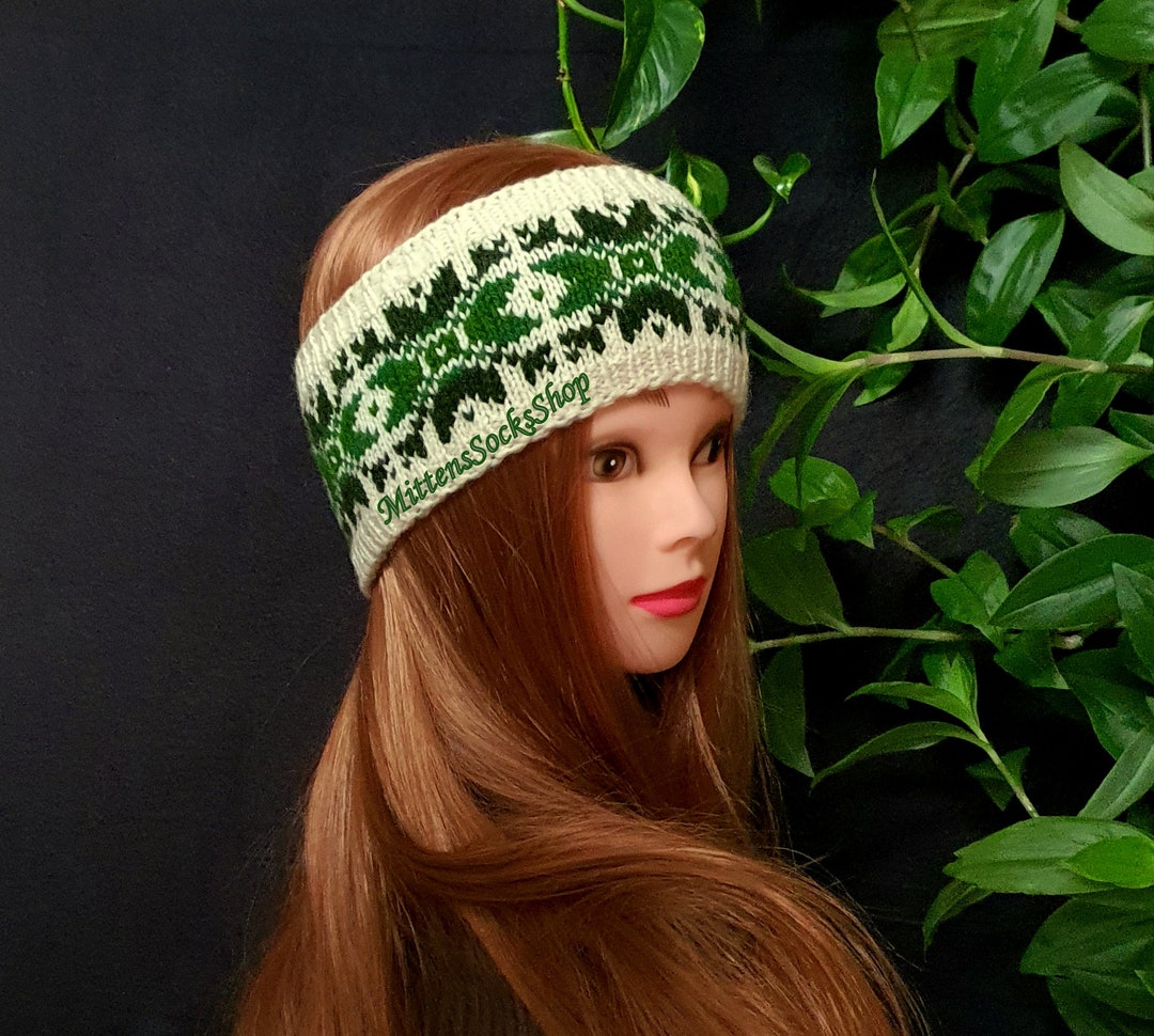 Hand Knit Nordic Headband, Ear Warmer, Fair Isle Headband, Wool Headband, Scandinavian Pattern