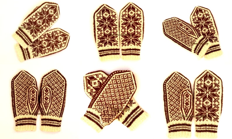 Nordic Mittens, Hand Knitted Wool Mittens, Norwegian Mittens, Wool Gloves, Scandinavian Gloves, Warm Mittens, Winter Gloves, Unisex Mittens image 2