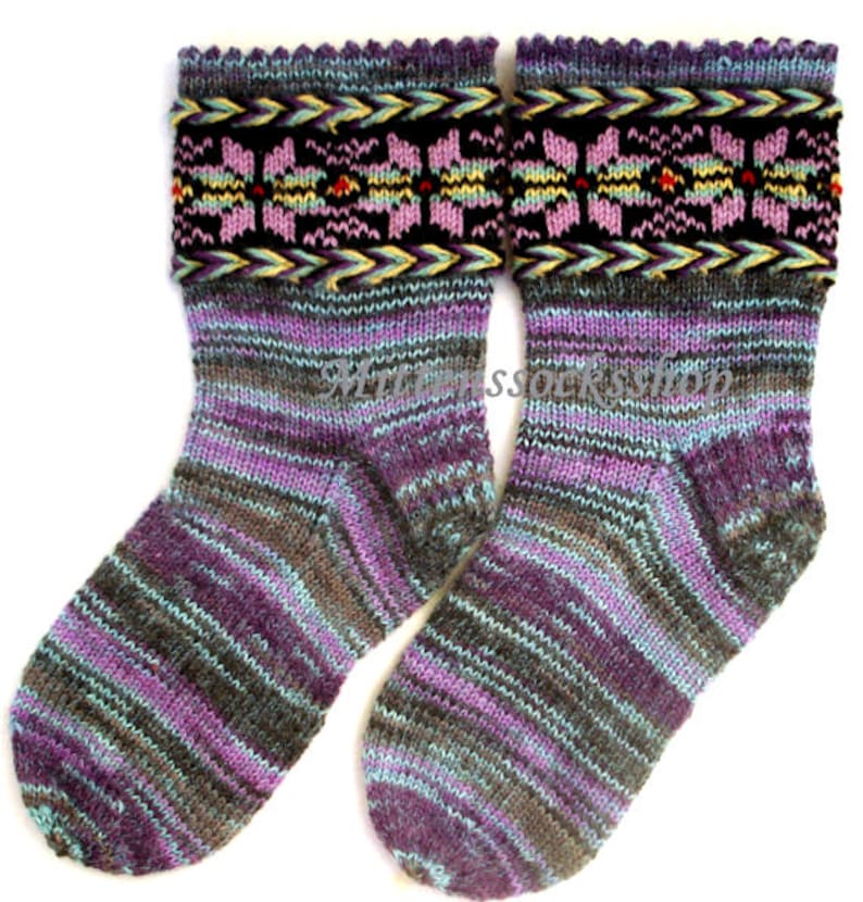 Purple Gray Hand Knit Socks, Warm Socks from Sock Yarn with Mohair, Patterned Socks, Mohair Socks, Womens Socks, Mens Socks, Winter Socks image 4