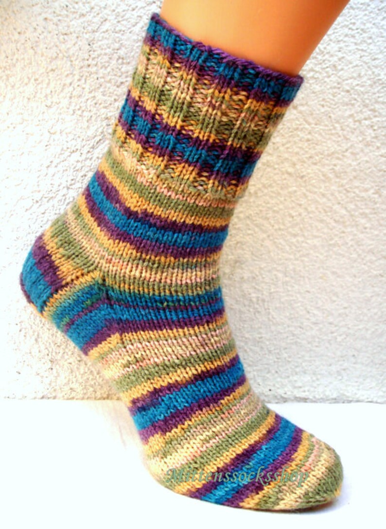 Blue Green Beige Knitted Socks Winter Socks Striped Blue Green Beige Socks Warm Socks Elegant Women/'s Socks Stylish Girl/'s Socks Mens Socks